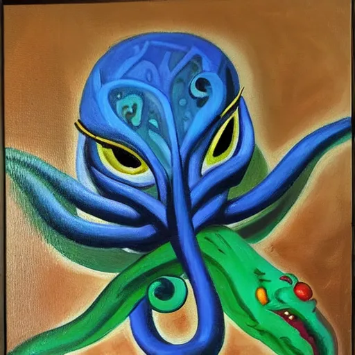 Prompt: oil painting of cthulu