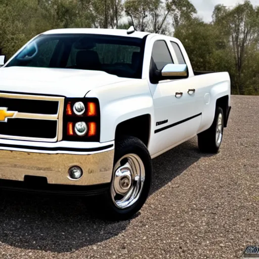 Image similar to goldplated 2006 small white chevy silverado