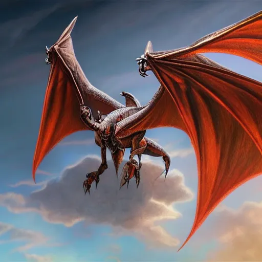 Image similar to Perfectly-centered photograph of a Winged Dragon, lifelike, super highly detailed, professional digital painting, artstation, concept art, smooth, sharp focus, extreme illustration, Unreal Engine 5, Photorealism, HD quality, 8k resolution, cinema 4d, 3D, beautiful, cinematic, art by artgerm and greg rutkowski and alphonse mucha and loish and WLOP