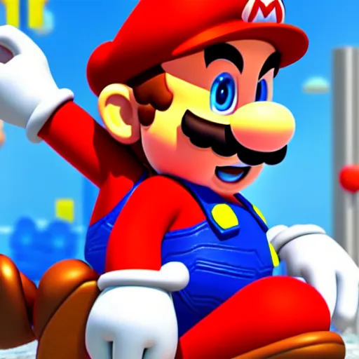 Image similar to 3 d render of mario without a hat, nintendo game