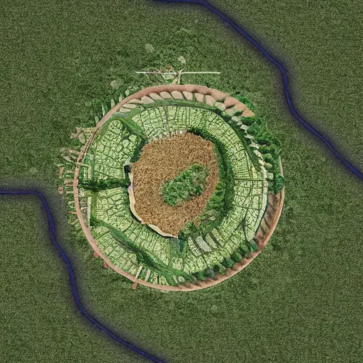 Image similar to top view of an illustration of an architectural plan view of a labyrinth of the deforestation in amazona crisis