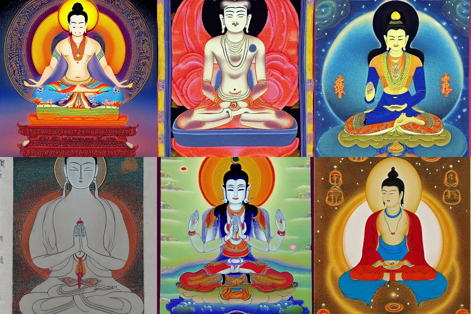 Prompt: amitabha meditates and dreams of infinity, highly detailed
