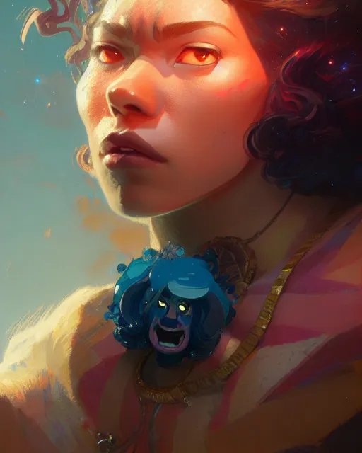 Image similar to steven universe character portrait, ultra realistic, concept art, intricate details, highly detailed by greg rutkowski, gaston bussiere, craig mullins, simon bisley