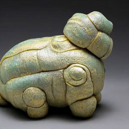 Image similar to ceramic and gold sculpture of a tardigrade, kintsugi tardigrade, award - winning sculpture