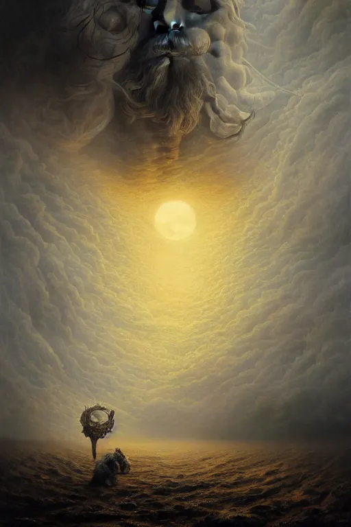 Prompt: Intricate stunning highly detailed humanoid automoton by agostino arrivabene and Vladimir Kush, surreal, digital painting, ultra realistic, Horror vacui, dramatic lighting, full moon, thick black swirling smoke tornado, burning fire embers, artstation