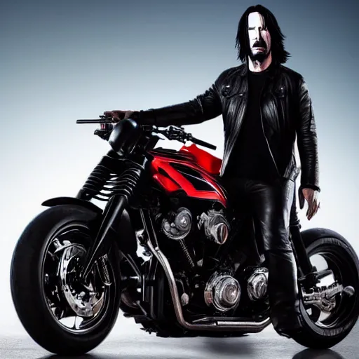 Prompt: Keanu reeves As Ghostrider hyper realistic 4K quality