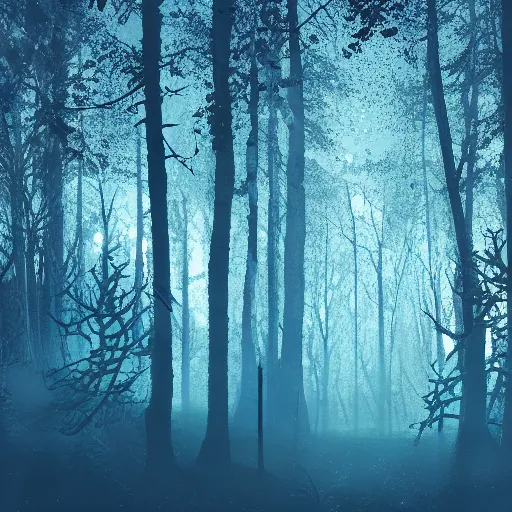 Image similar to bright nordic forest, sparkling spirits, detailed wide shot, wireframe, ground detailed, wet eyes reflecting into eyes reflecting into infinity, beautiful lighting