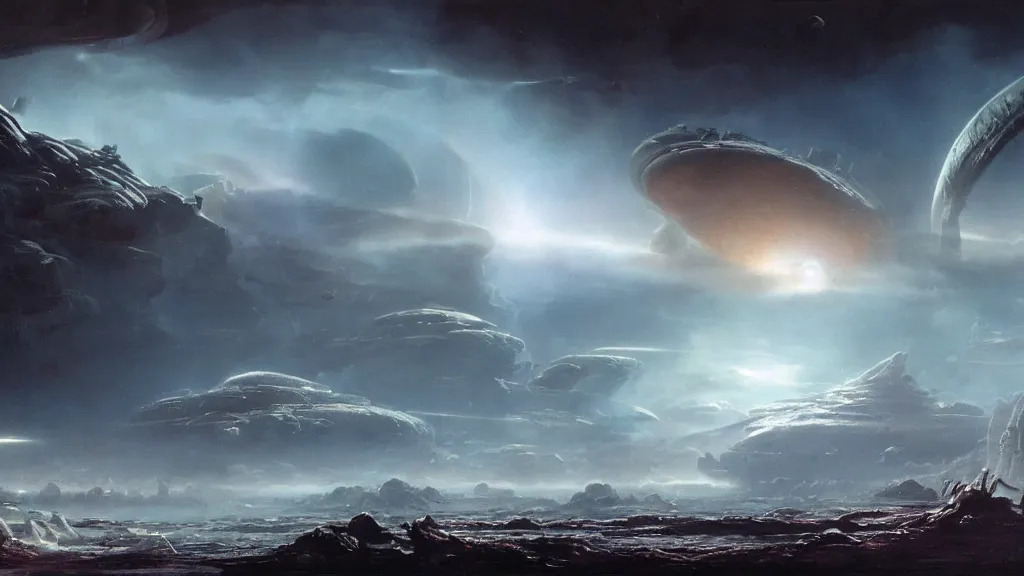 Image similar to alien planet, an empire in upheaval by arthur haas, cinematic matte painting