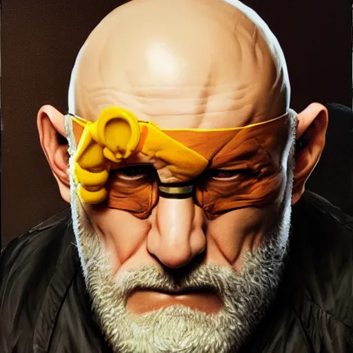 Prompt: mike ehrmantraut as sagat street fighter, wearing eye patch, 4 k, ultra realistic, detailed focused art by artgerm and greg rutkowski and alphonse mucha