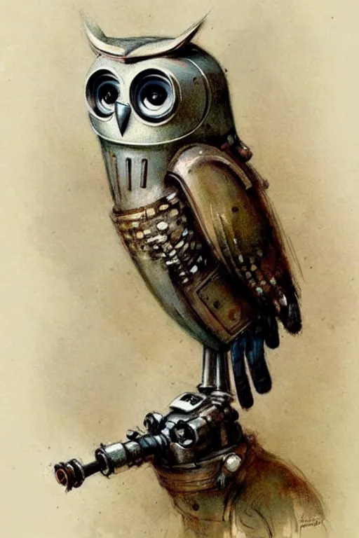 Image similar to (((((1950s robot owl . muted colors.))))) by Jean-Baptiste Monge !!!!!!!!!!!!!!!!!!!!!!!!!!!