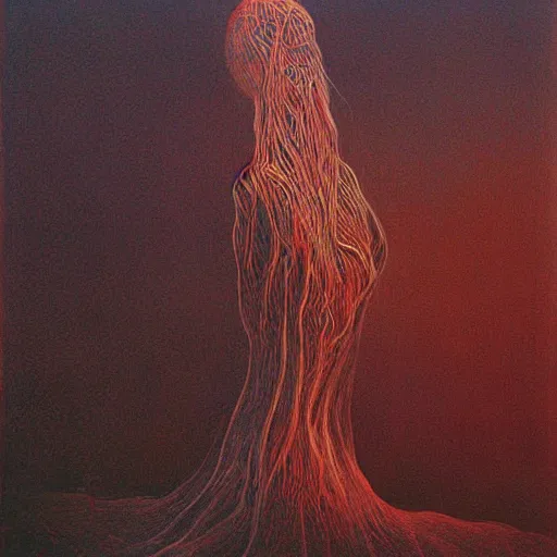 Prompt: Psychedelic. Zdzisław Beksiński.