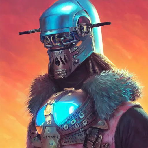 Image similar to cyberpunk viking helmet mask warrior goddess robot ninja fantasy, art gta 5 cover, official fanart behance hd artstation by jesper ejsing, by rhads, makoto shinkai and lois van baarle, ilya kuvshinov, ossdraws