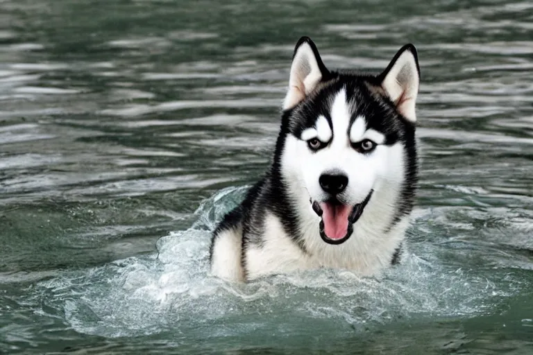 Image similar to husky swimming in the water