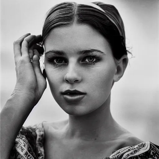Image similar to photo portrait of a young beautiful ukrainian woman by terry o'neill