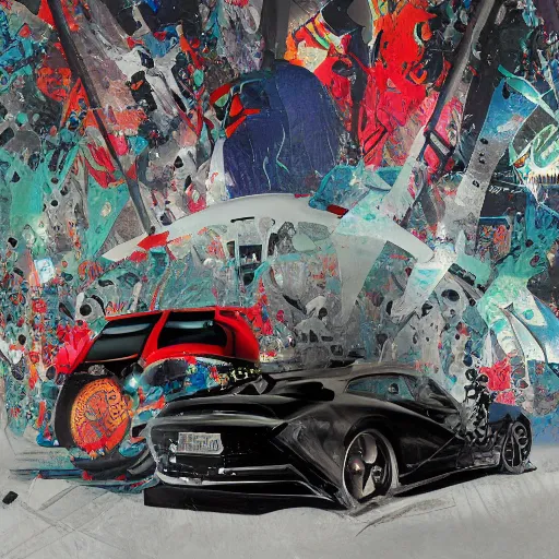 Image similar to car Ash Thorp khyzyl saleem car : medium size: on the coronation of napoleon: in oil liquid : 7, u, x, y, o graffiti big size forms: Kazimir Malevich big size forms : zaha hadid architecture big size forms: brutalist medium size forms: sci-fi futuristic setting: ultra realistic phtotography, keyshot, unreal engine 5, high reflections oil, liquid high glossy, high specularity, ultra detailed, 4k, 8k, 16k