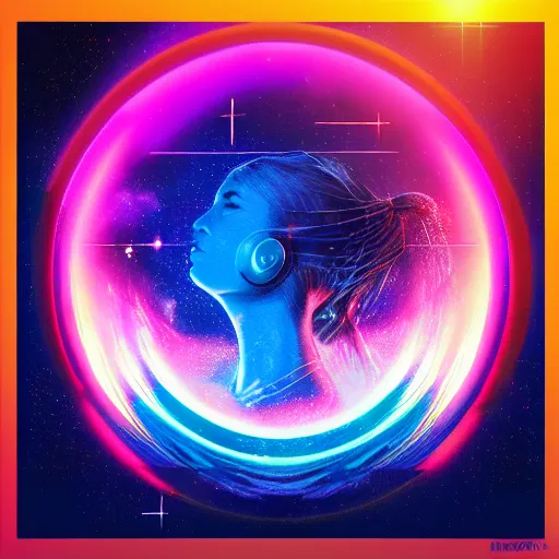 Image similar to the universe, epic retrowave art, trending onnart station