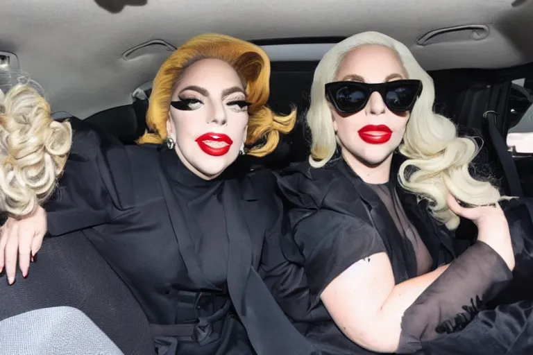 Image similar to lady gaga and judy garland carpool karaoke