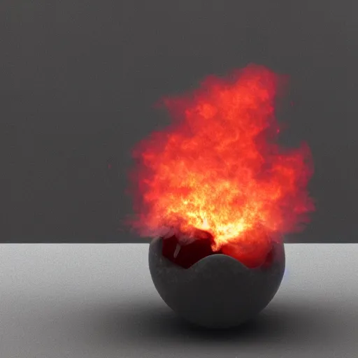 Prompt: cherry just after it explodes, octane render, ue 5 render, detailed fire, detailed explosion, white background