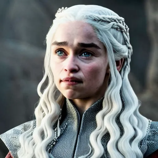 Image similar to “Very very intricate photorealistic photo of Daenerys from Game of Thrones in a Marvel movie, photo is in focus with detailed atmospheric lighting, award-winning crisp details”