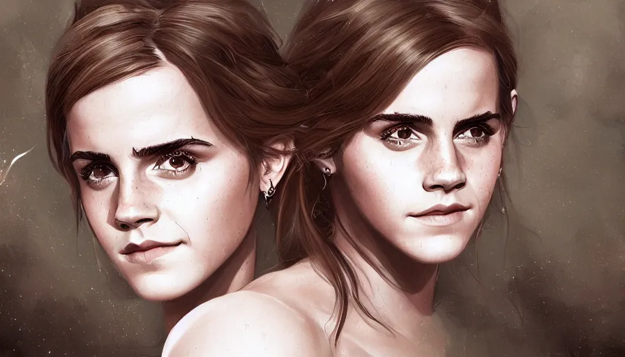 Image similar to Digital paiting of Emma Watson as Athena, hyperdetailed, artstation, cgsociety, 8k