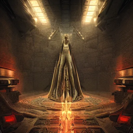 Prompt: the mind throne within the simulation chamber, digital art, highly detailed, epic composition, cinematic lighting