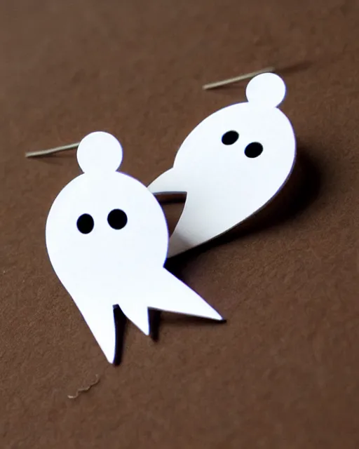 Image similar to cute funny ghost, 2 d lasercut earrings, concept art, trending on artstation, trending on deviantart