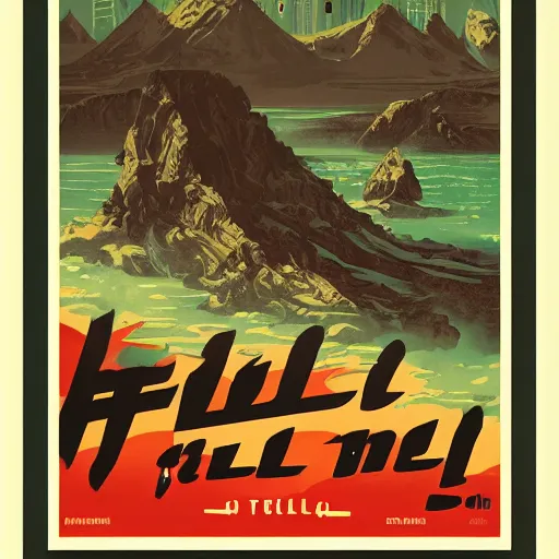 Image similar to vintage travel poster for hell, artstation,