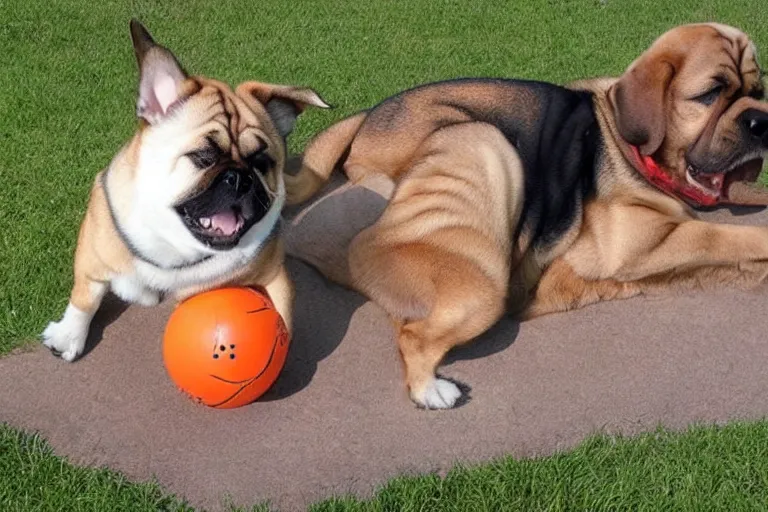 Prompt: dog so fat its a ball