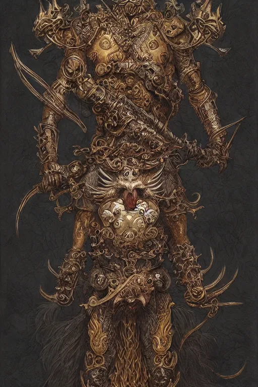 Image similar to a animal warrior from Chinese mythology, symmetrical, final fantasy, insanely detailed and intricate, golden ratio, hypermaximalist, elegant, ornate, luxury, elite, horror, creepy, ominous, haunting, matte painting, cinematic, cgsociety, James jean, Brian froud, wayne barlowe