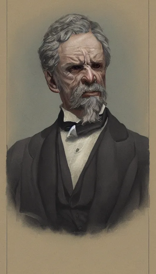 Prompt: official portrait of a victorian politician, male, detailed face, 19th century, highly detailed, cinematic lighting, digital art painting by greg rutkowski