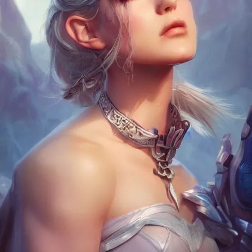 Image similar to beautiful fantasy girl protrait, epic, epic lighting, character portrait, james gurney, character concept style trending on artstation, detailed face, concept art, detailed, octane render cinematic, photo-realistic, 8k, high detailed