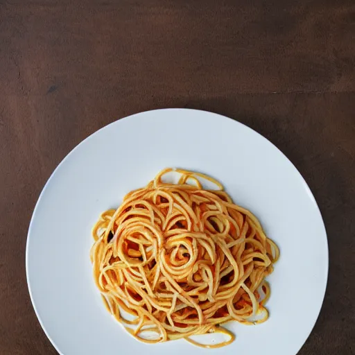 Image similar to an ouroboros atop a plate of spaghetti