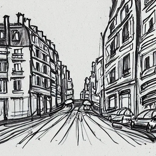 Image similar to hand drawing sketch of an old street in paris