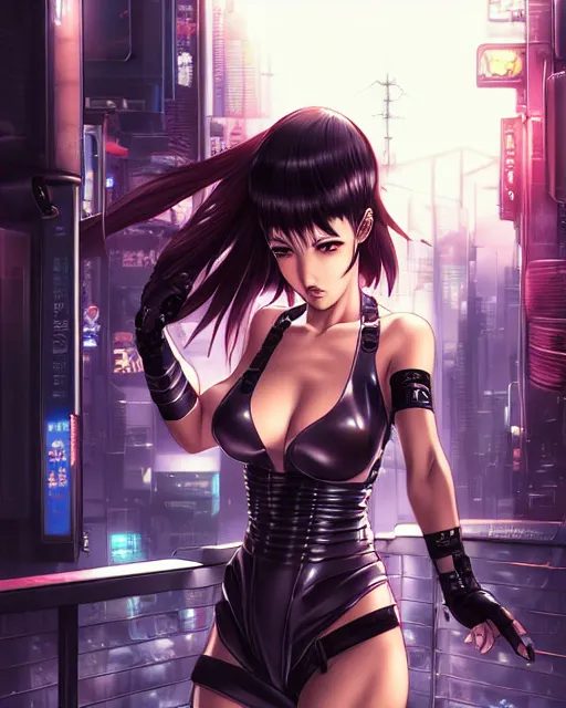 Prompt: The successful warrior is the average man, with laser-like focus, artwork by artgerm, anime style art, art by Masamune Shirow, cyberpunk streets in Japan, elegant, seductive, ssci-fi, high fantasy, CGsociety, full length, exquisite detail, post-processing, low angle, masterpiece, mystical, magical