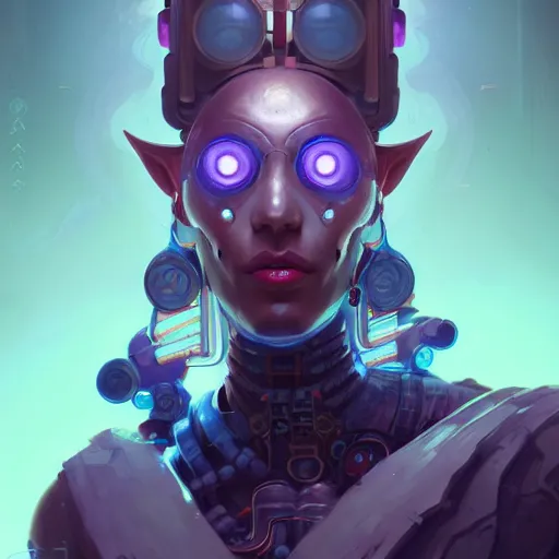 Image similar to a portrait of a beautiful cybernetic shaman, cyberpunk concept art by pete mohrbacher and wlop and artgerm and josan gonzales, digital art, highly detailed, intricate, sci-fi, sharp focus, Trending on Artstation HQ, deviantart, unreal engine 5, 4K UHD image