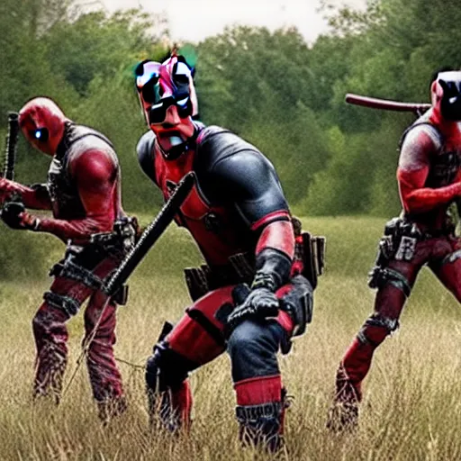 Image similar to Deadpool in The Walking Dead 4K quality super realistic