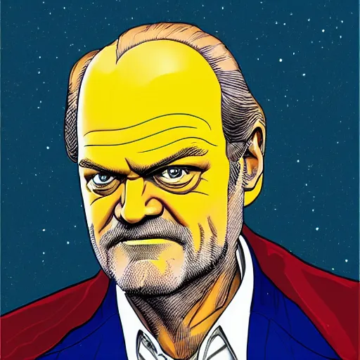 Image similar to corn man kelsey grammer retro minimalist portrait by jean giraud, moebius starwatcher comic, sharp, smooth face, 8 k