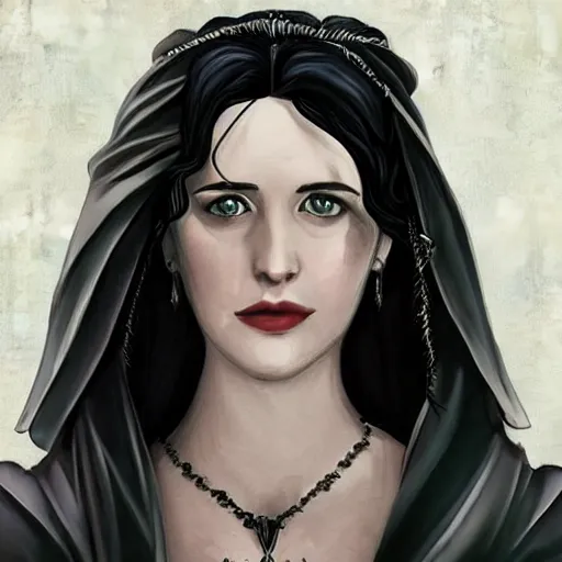 Image similar to portrait of a young eva green as yennefer from the witcher