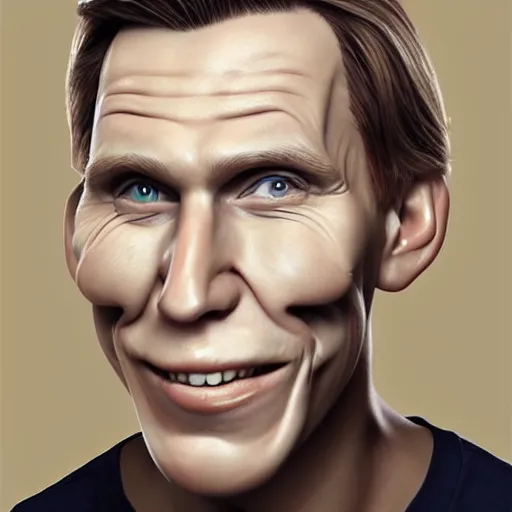 Image similar to Caricature portraits done of Jerma, realistic, hyperrealistic, very realistic, highly detailed, very detailed, extremely detailed, detailed, oil painting, digital art, trending on artstation