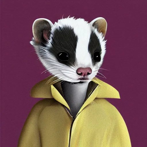 Prompt: ferret furry man, digital art high quality, jacket