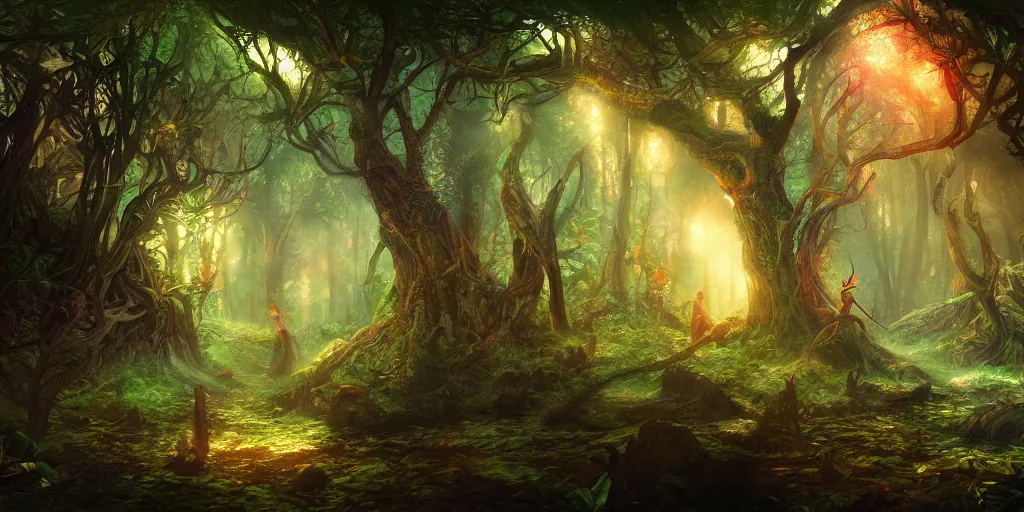 Tropical Fantasy Forest Illustration Elven Forest Background