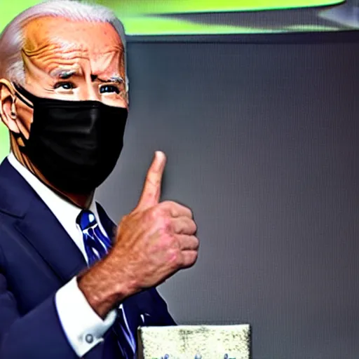 Image similar to joe biden holding an rtx 3 0 9 0