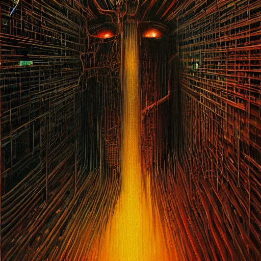 Image similar to Graphic Illustration of the anti-christ, Cyberpunk, Portrait, by Peter Gric, Zdzisław Beksiński