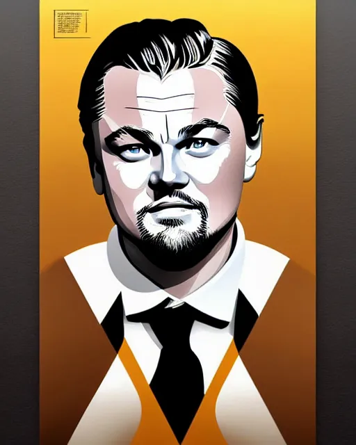 Image similar to painting portrait of leonardo dicaprio and a carp, cartoon, warm lighting, leonardo dicaprio has a carp. leonardo dicaprio and a carp fish. movie poster, illustration by bartek fedyczak, erak note, tooth wu, neil richards, kan liu, siwoo kim, jisu choe, trending on art station