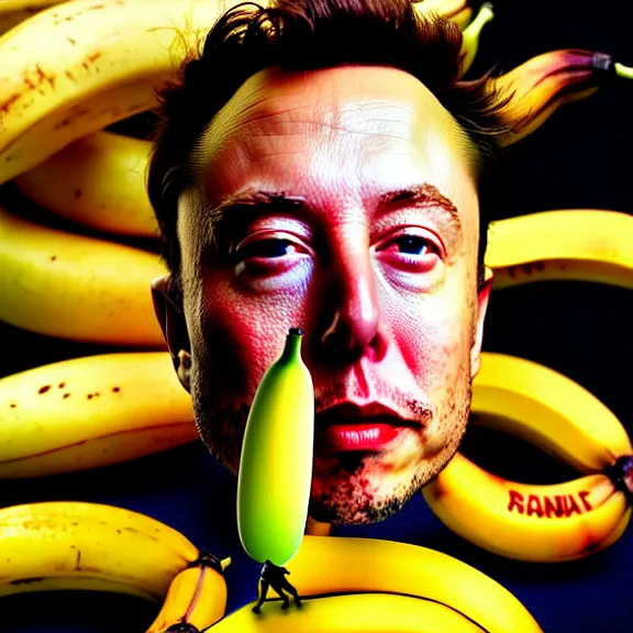 Image similar to hyperrealism aesthetic ridley scott and denis villeneuve and gaspar noe style colour surreal photography of a detailed hyperrealism surreal elon musk is a banana posing for esquire magazine hyperrealism scene from detailed hyperrealism surreal movie in styale of alejandro jodorowsky and wes anderson hyperrealism photo by araki nobuyoshi volumetric bright studio cyberpunk light