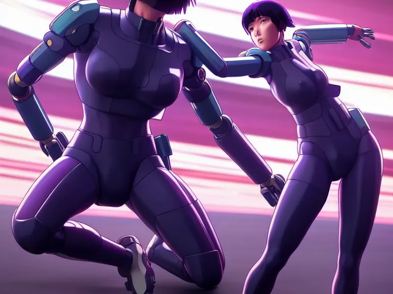 Image similar to a fullbody portrait of motoko kusanagi riding on top of a tachikoma : : stand alone complex, ghost in the shell, netflix : : by ilya kuvshinov, rossdraws, artgerm, sola digital arts, anti aliasing, raytracing : :