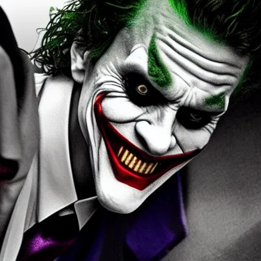 Prompt: Film still of Willem Dafoe as the Joker, from Joker (2019), Colour splash
