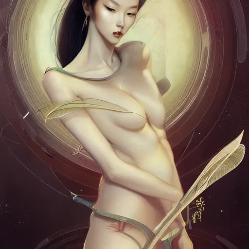 Prompt: beauty lee jin - eun by nicola samuri, m. w. kaluta, peter mohrbacher, rule of thirds, seductive look, beautiful, highly detailed, symmetry, royal style, elite