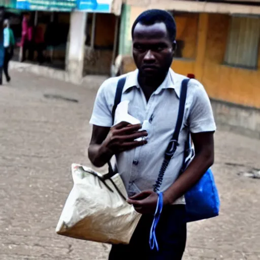 Image similar to thief carrying bag of money in the style of john muafangejo