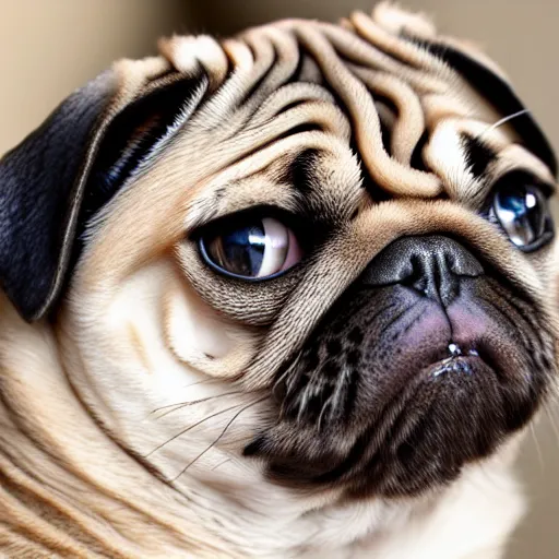 Image similar to a feline pug - cat - hybrid, animal photography